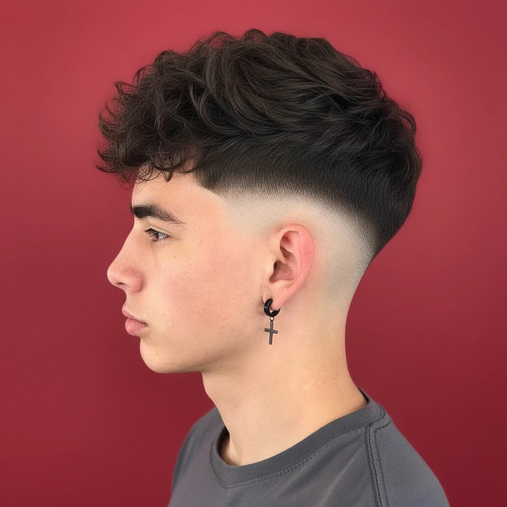Corte Social Masculino com Degradê em Cabelo Cacheado