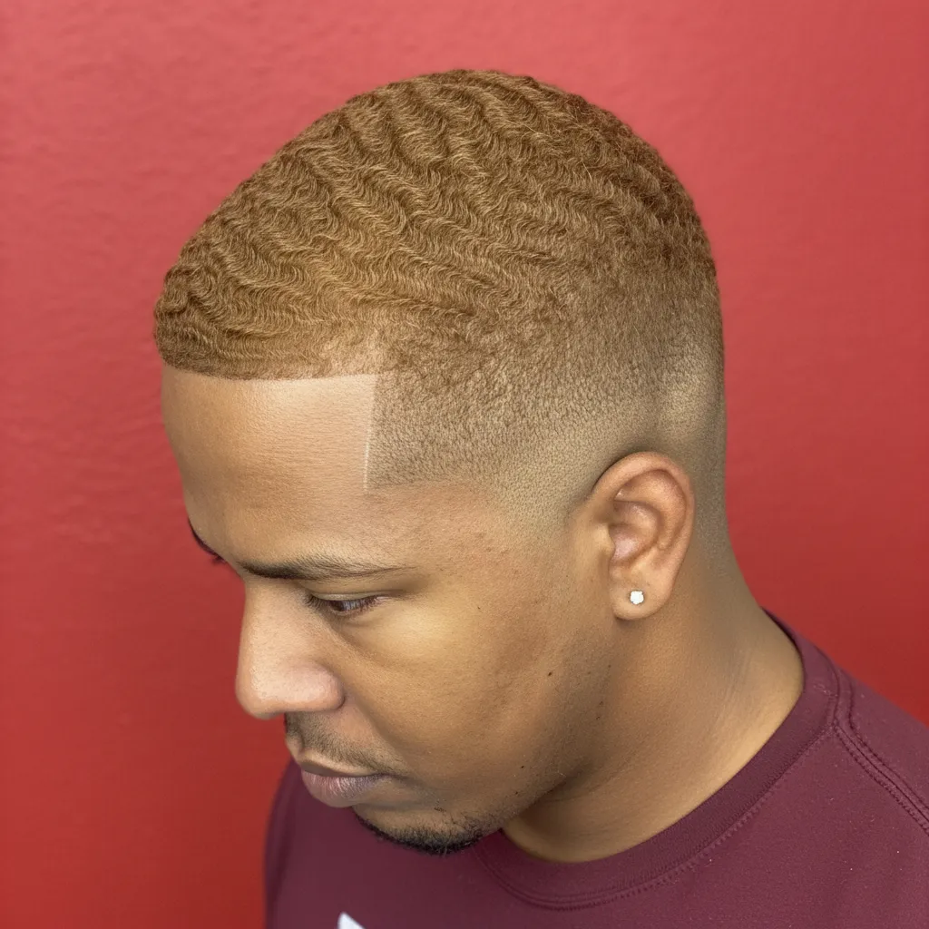 Taper Fade Cut with Gradient and Waves