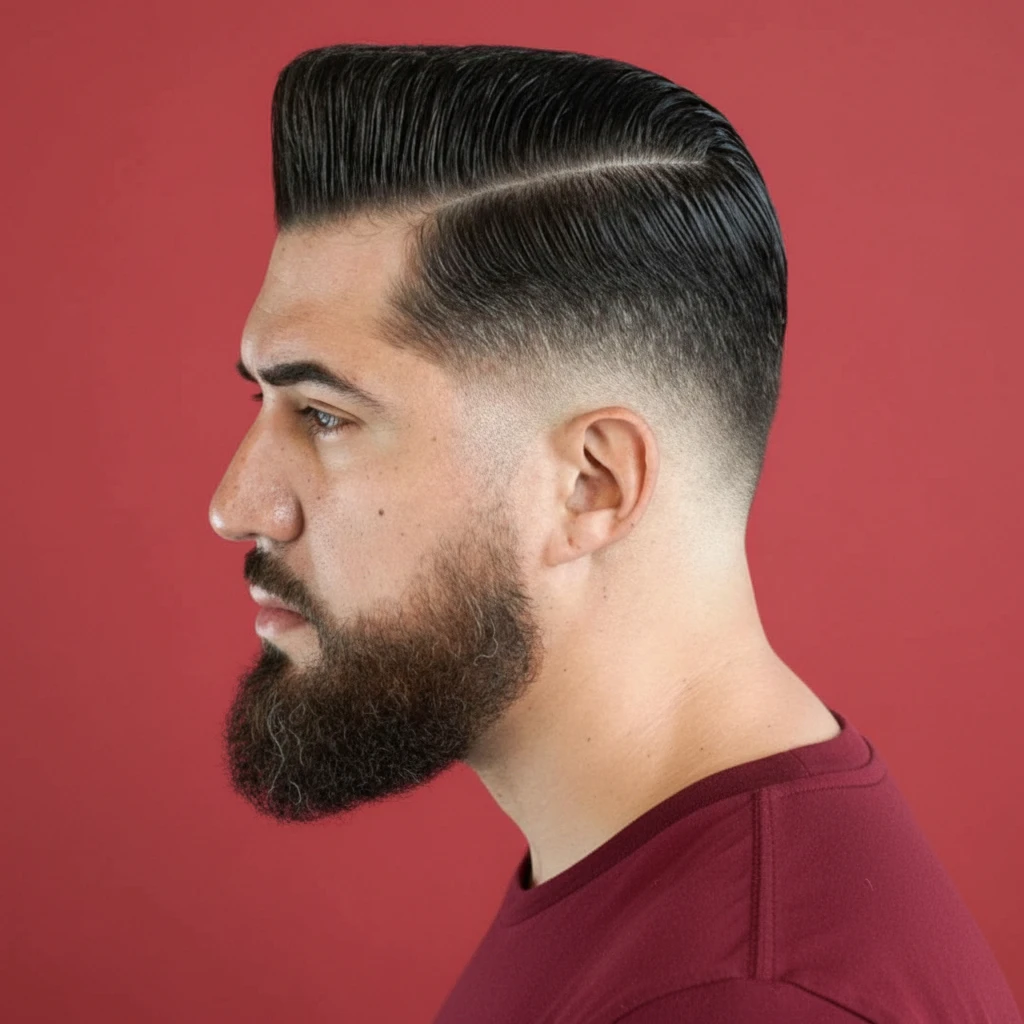 Corte Taper Fade con degradado en cabello liso