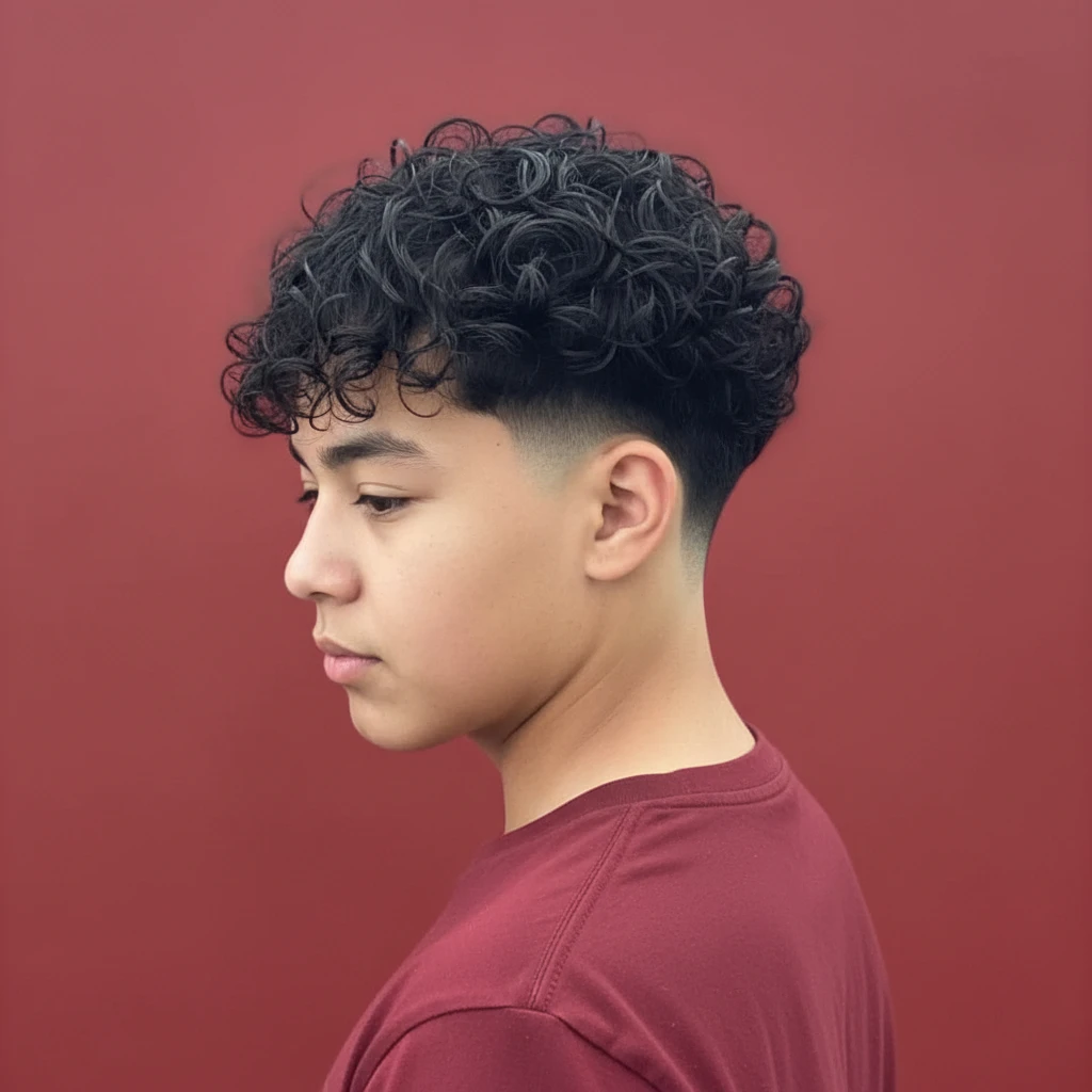 Corte Taper Fade en cabello rizado