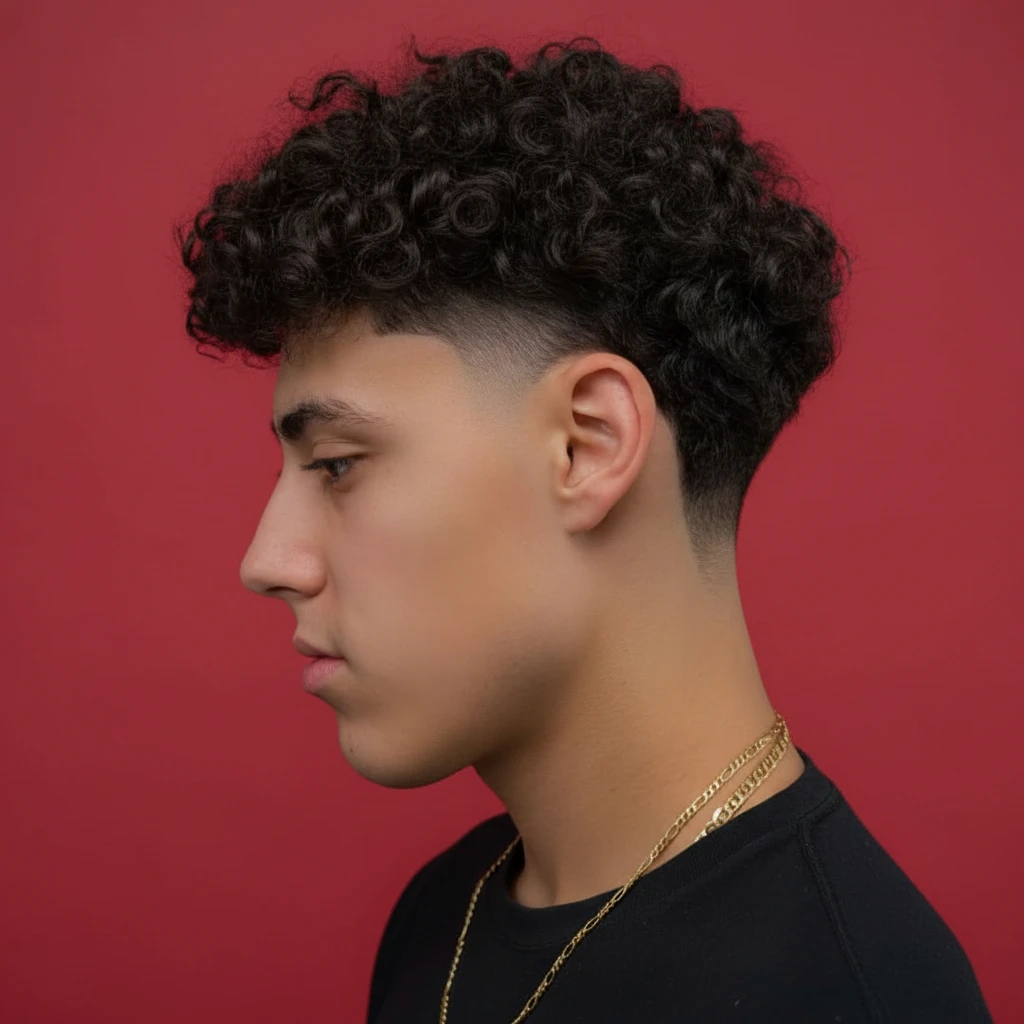 Taper Fade Cut on Curly Hair with Gradient