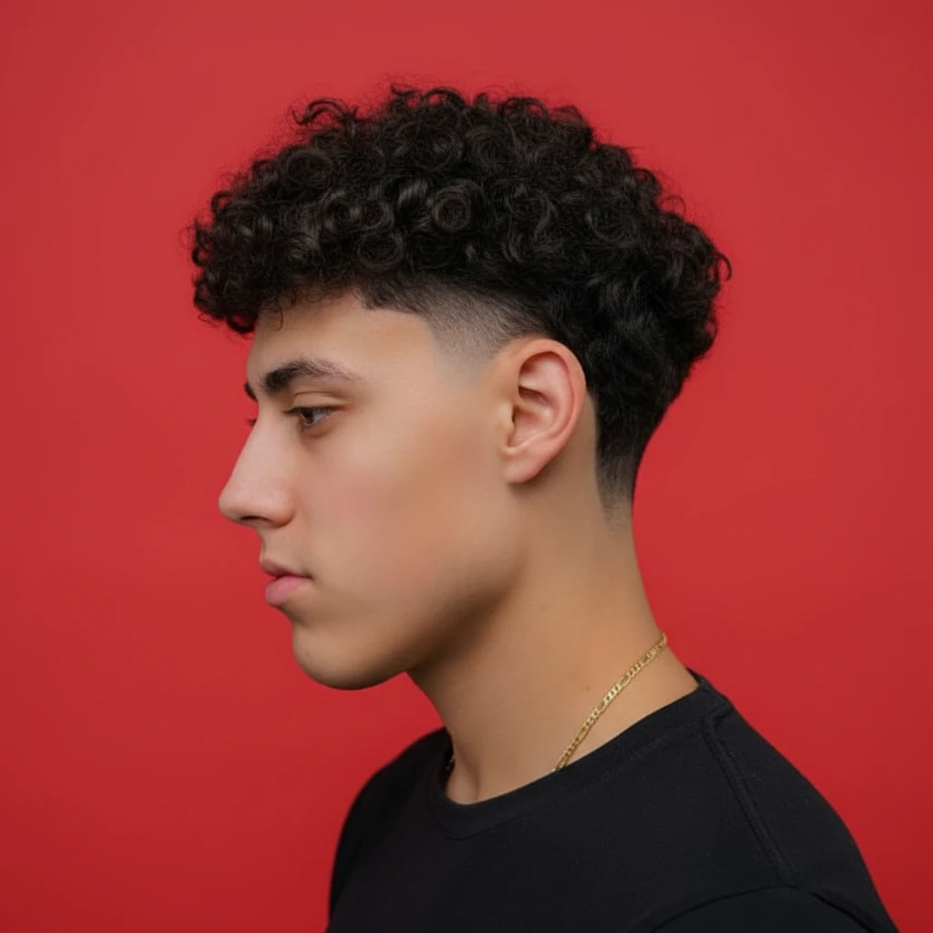 Corte Taper Fade em Cabelo Cacheado com Degradê