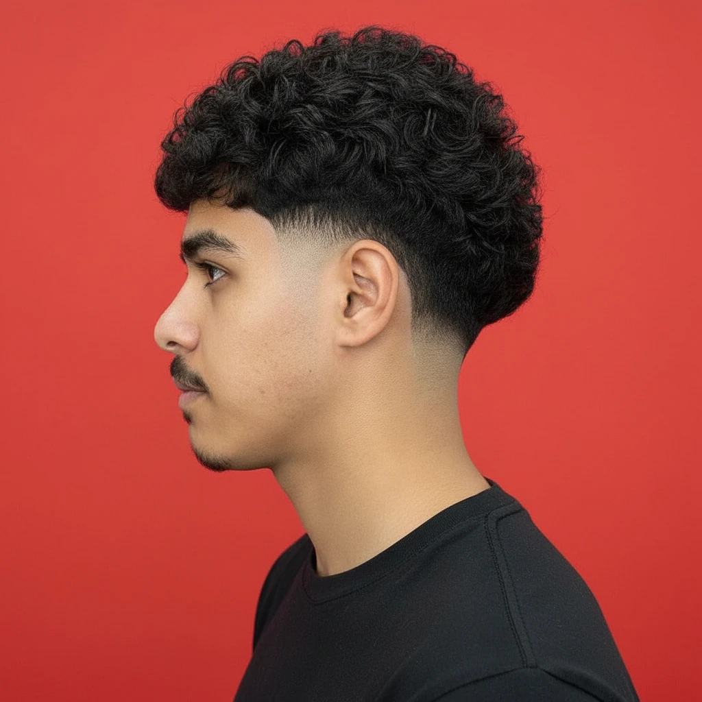 Taper Fade Cut on Curly Hair with Gradient