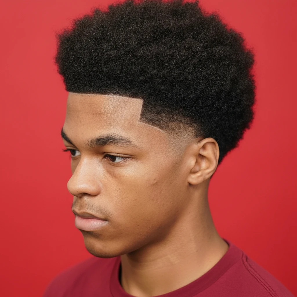 Corte Taper Fade en cabello rizado con degradado