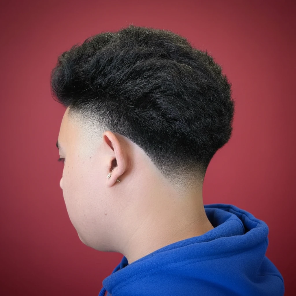 Taper Fade Cut on Curly Hair with Gradient