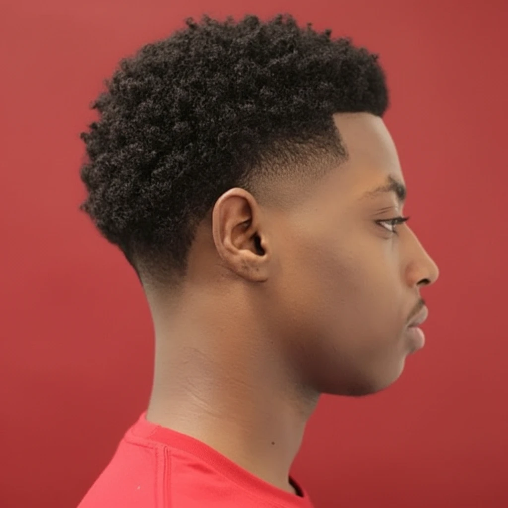 Men's Taper Fade Haircut with Curly Hair