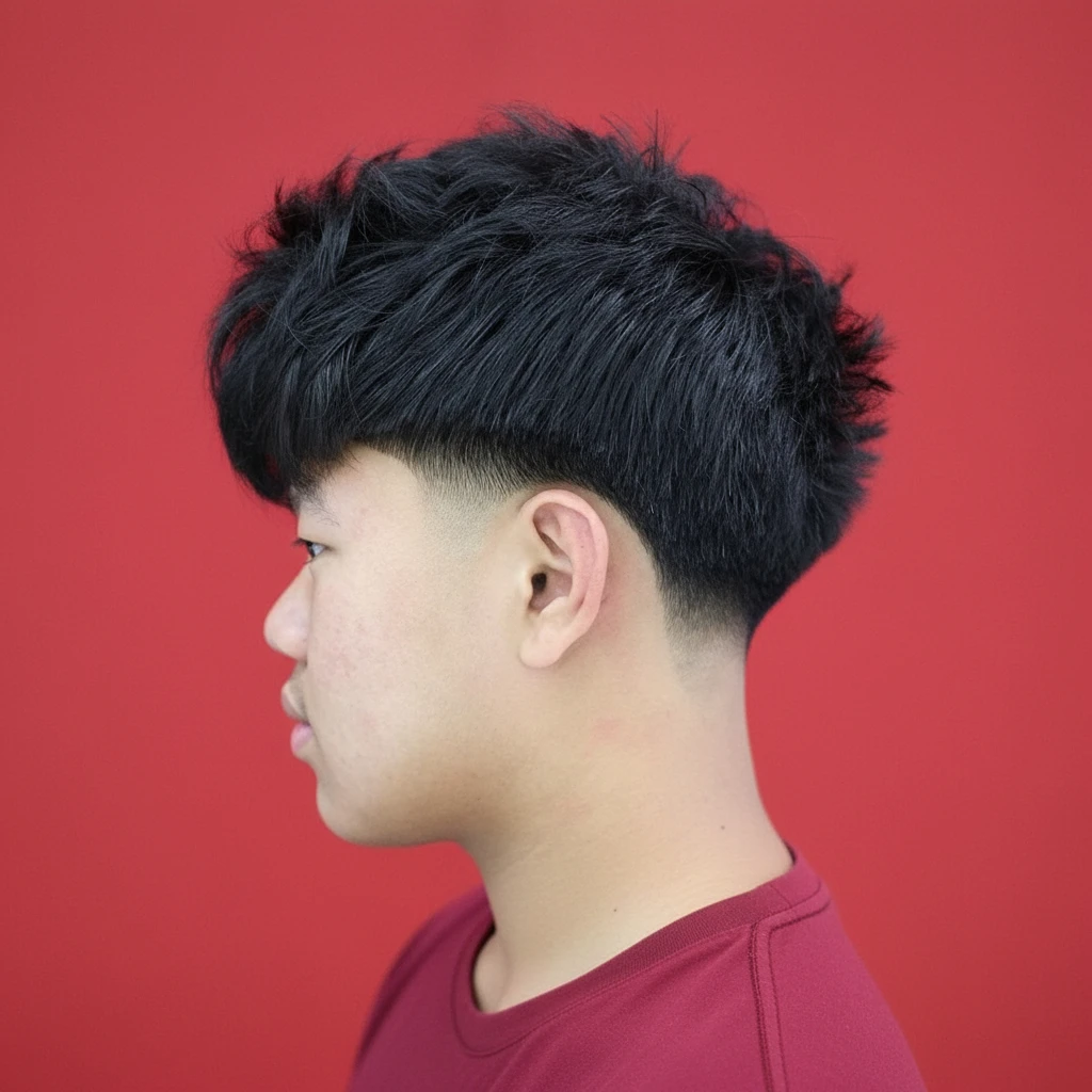 Taper Fade Cut on Straight Hair with Volume on Top