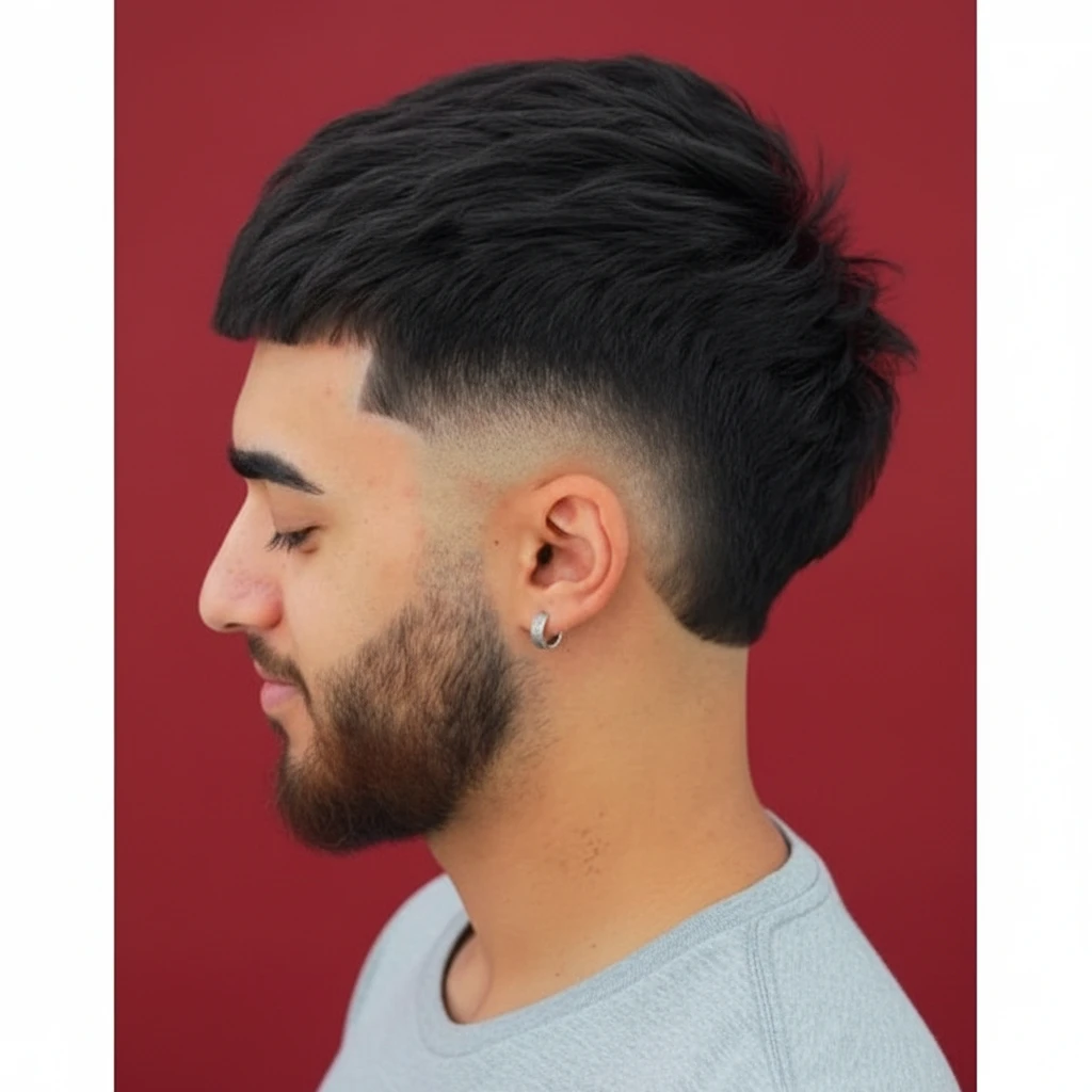 Corte de pelo Burst Fade para hombres con degradado bajo