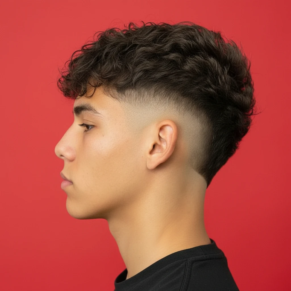 Men's Burst Fade Haircut on Curly Hair