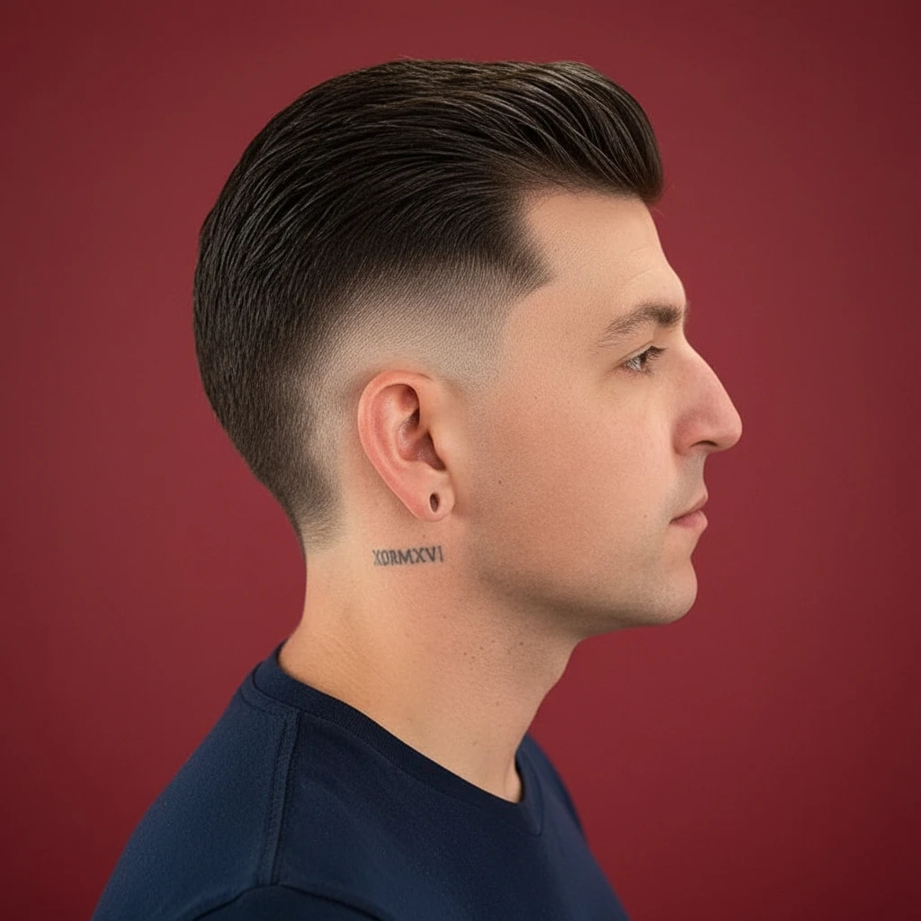 Corte de pelo Burst Fade para hombres en cabello lacio