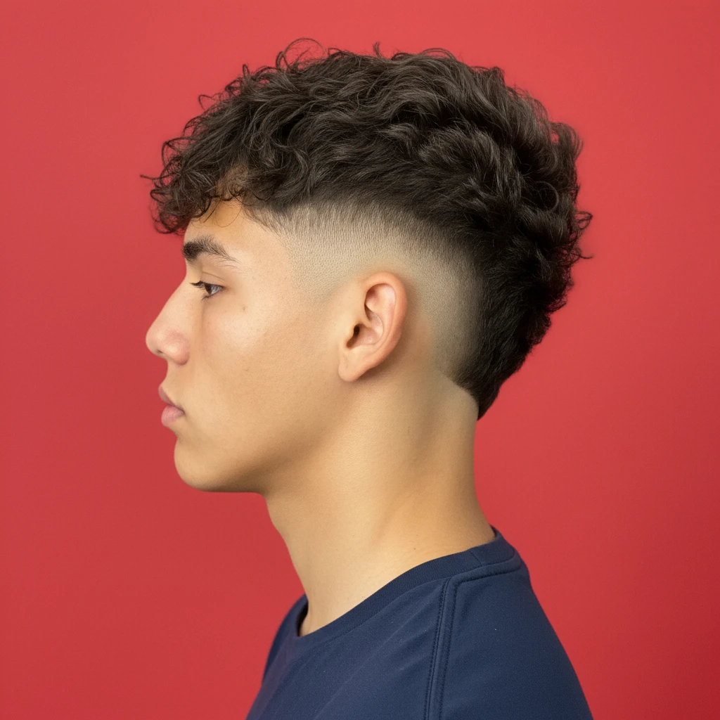 Corte de Cabelo Burst Fade em Cabelo Cacheado