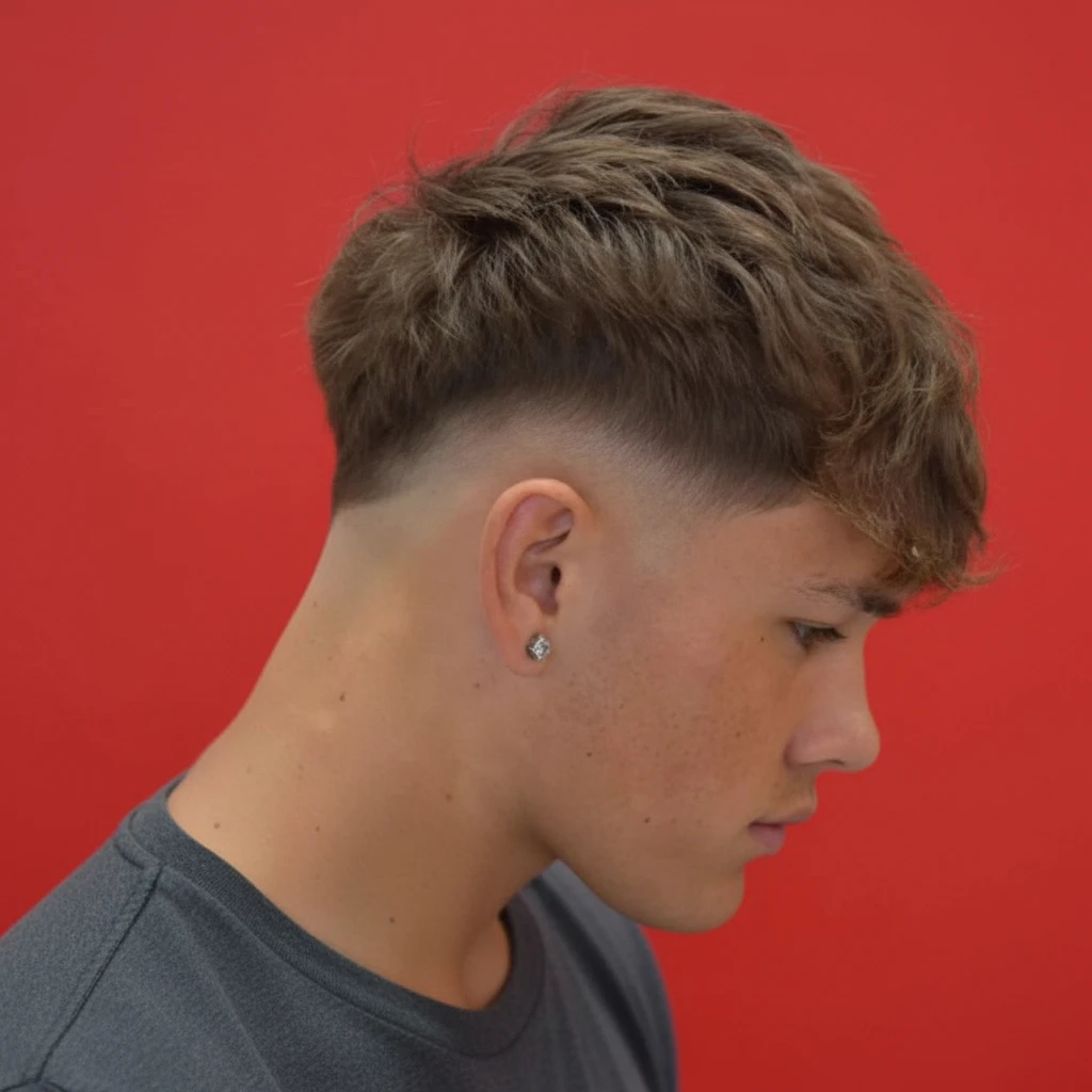 Corte de pelo Burst Fade en cabello lacio