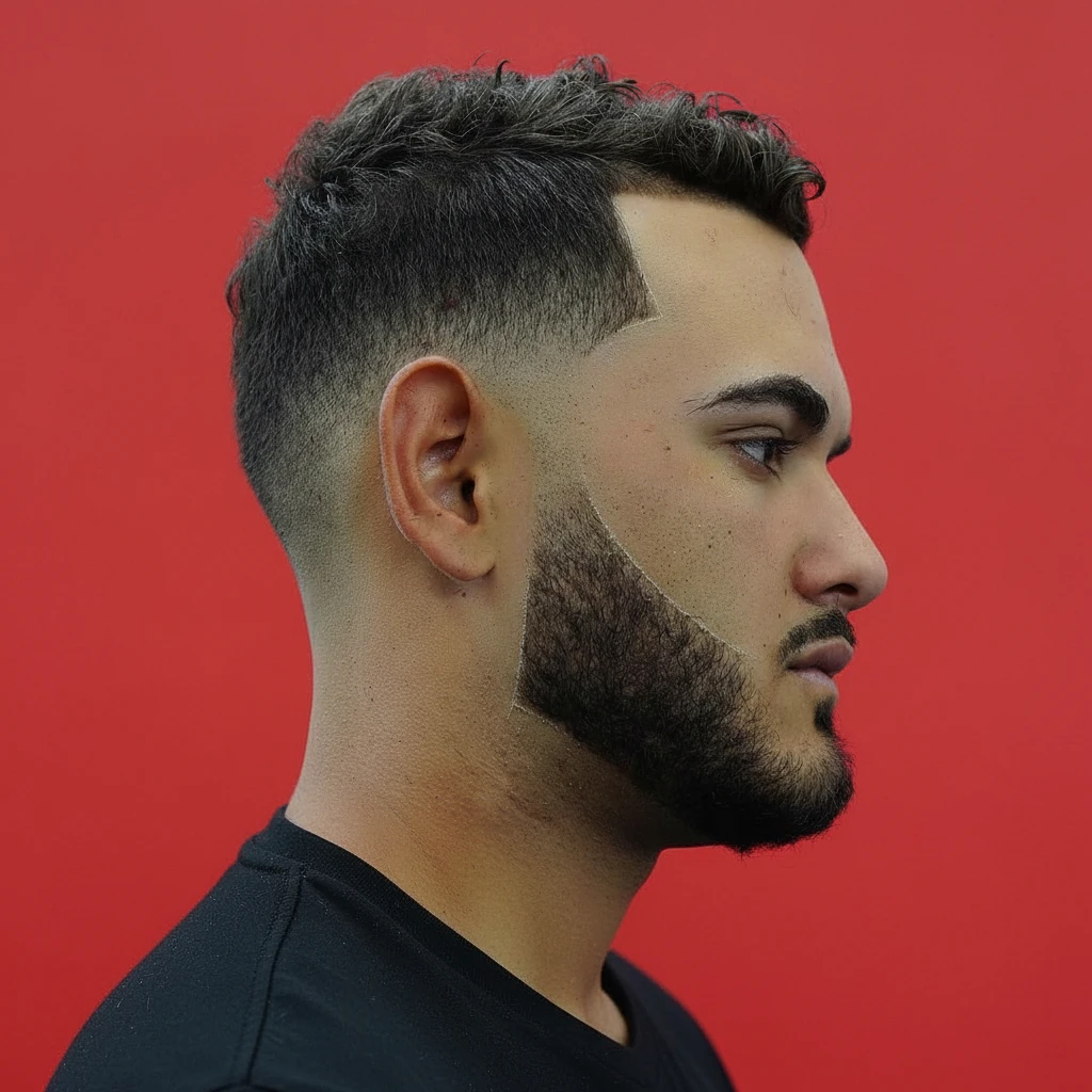 Corte de Cabelo Drop Fade com Risco Lateral