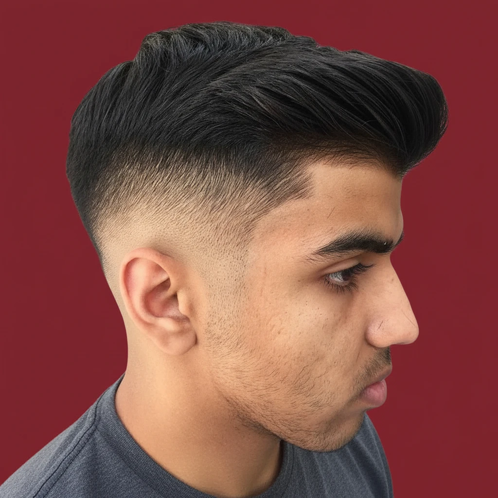 Drop Fade Haircut on Straight Hair