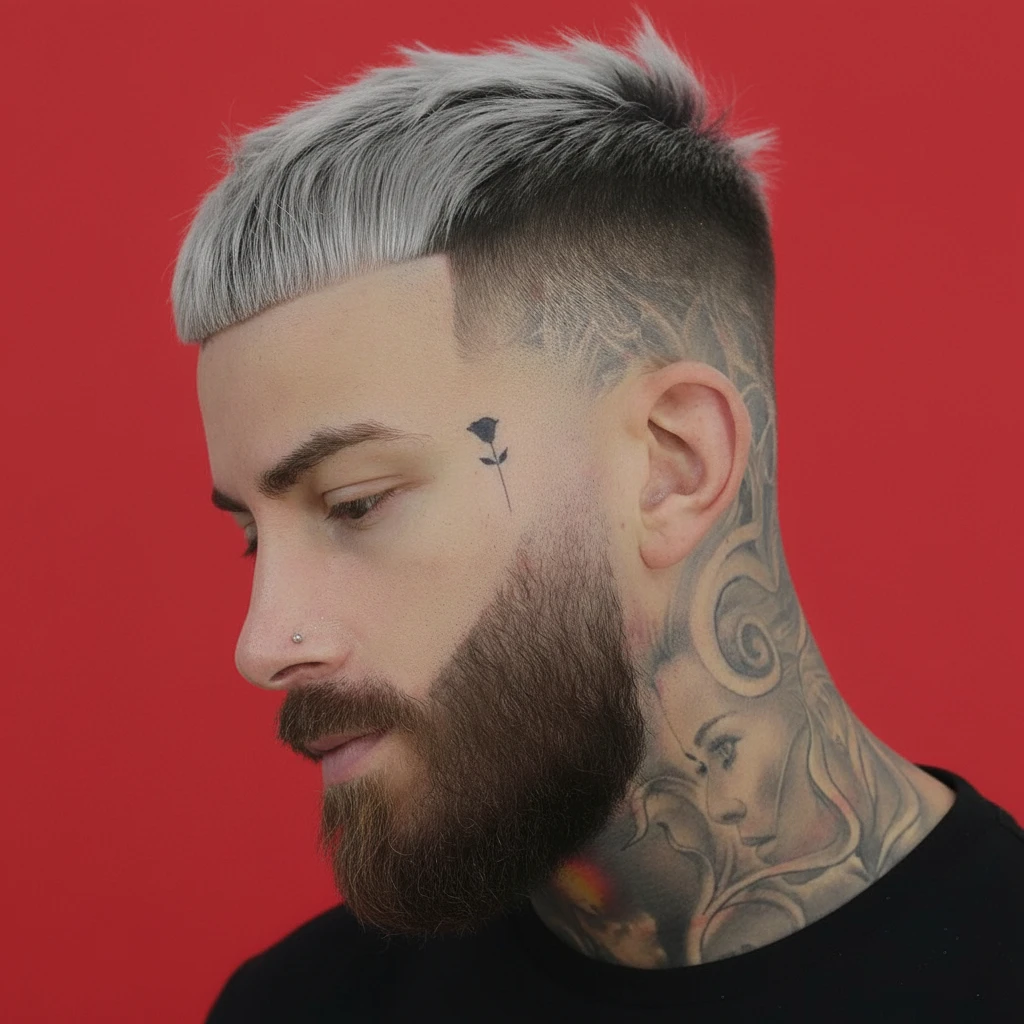 French Crop Haircut on Platinum Hair