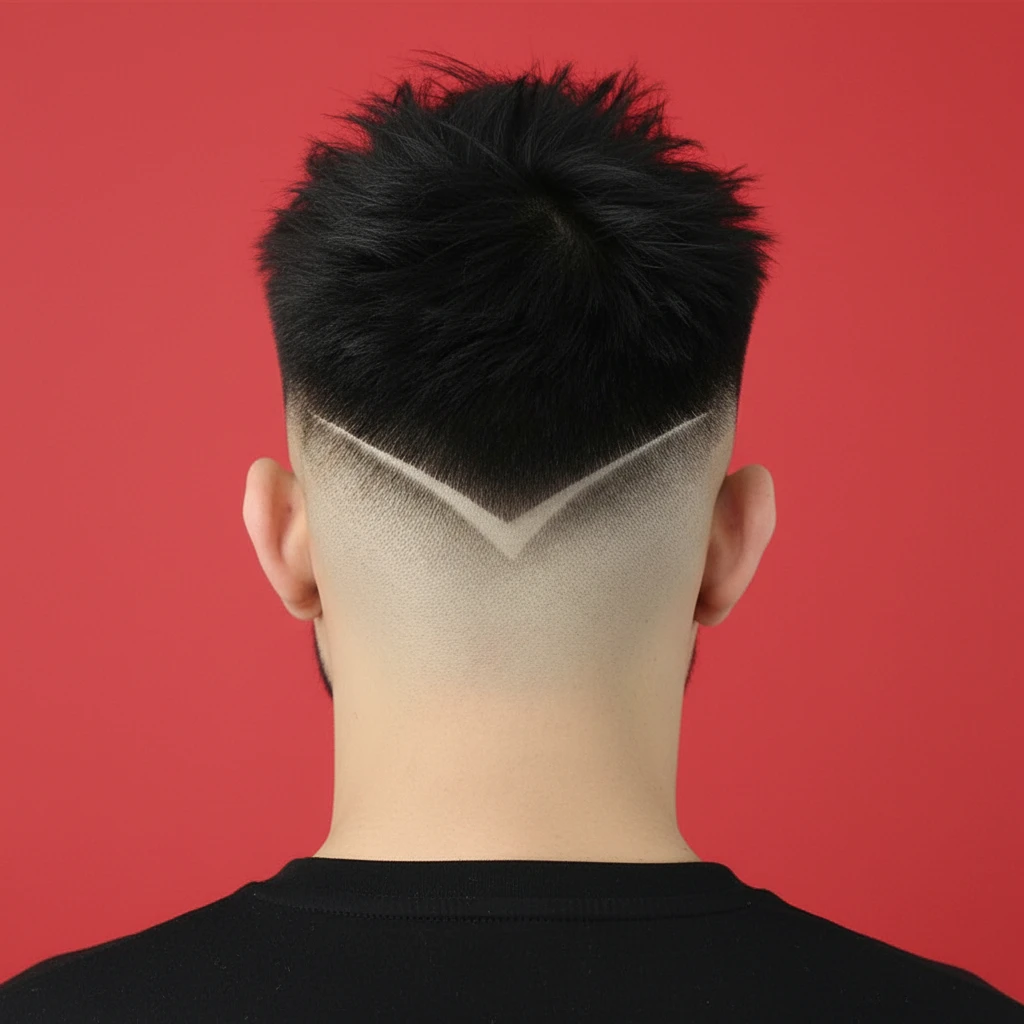 Low Fade V Haircut with Side Part