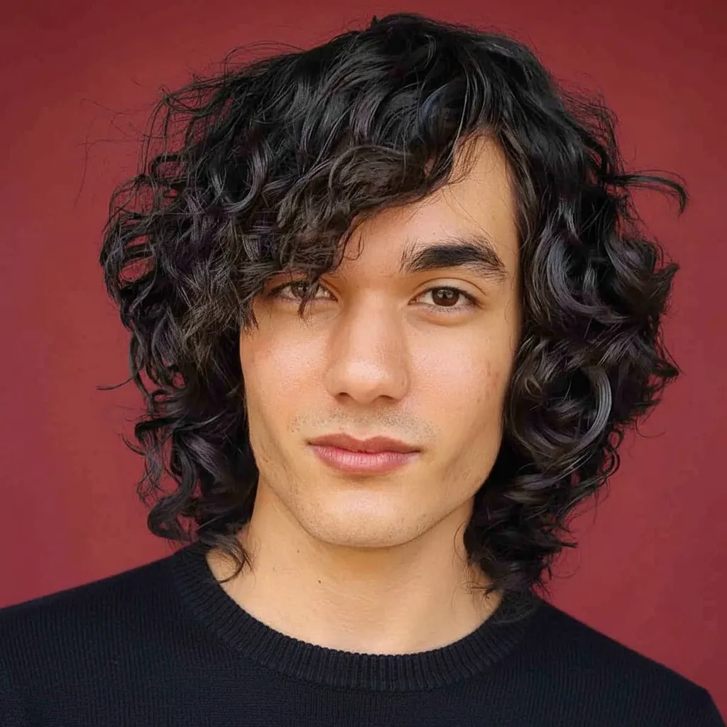 Men's Medium Curly Haircut with Texture