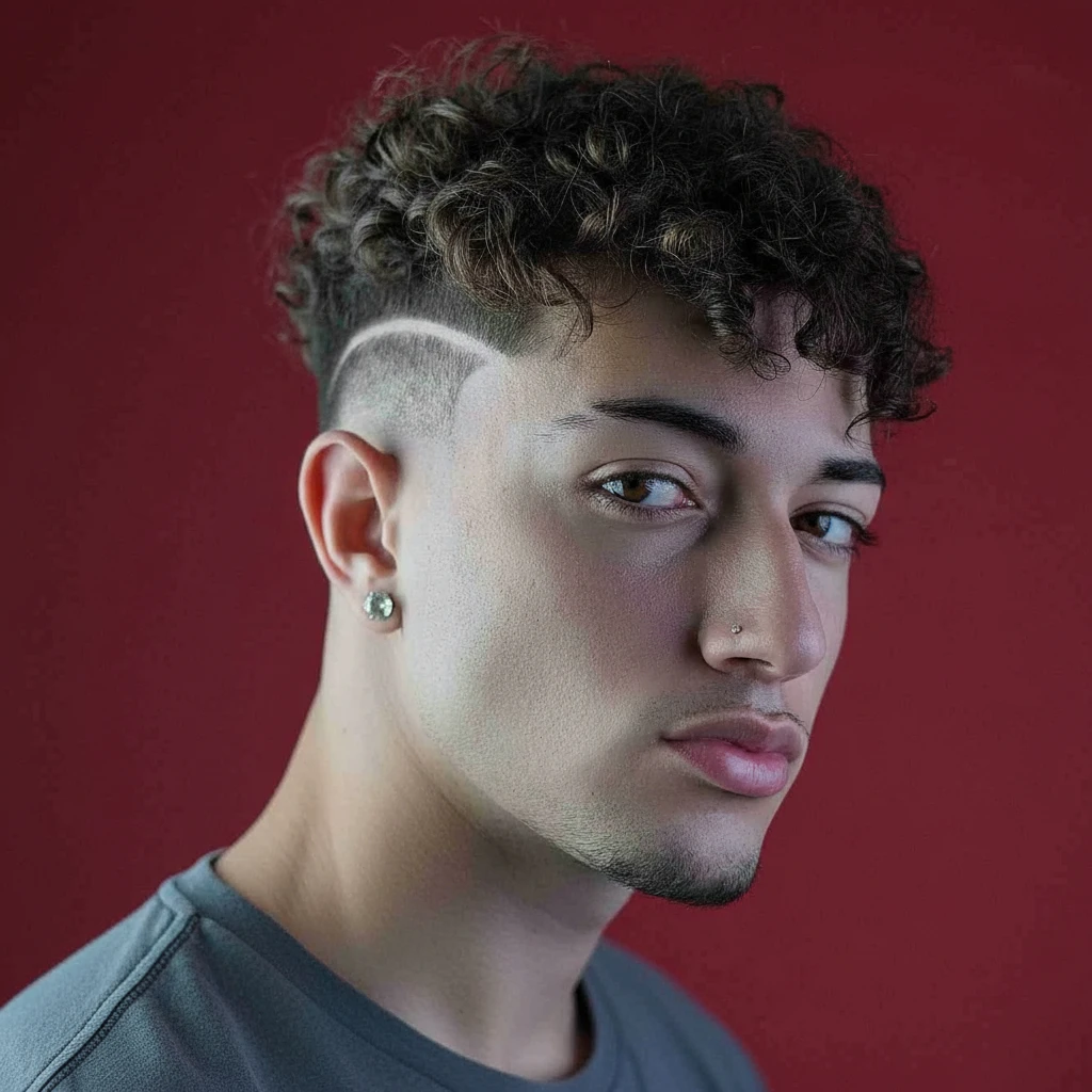Corte de Cabelo Masculino Cacheado com Degradê Baixo