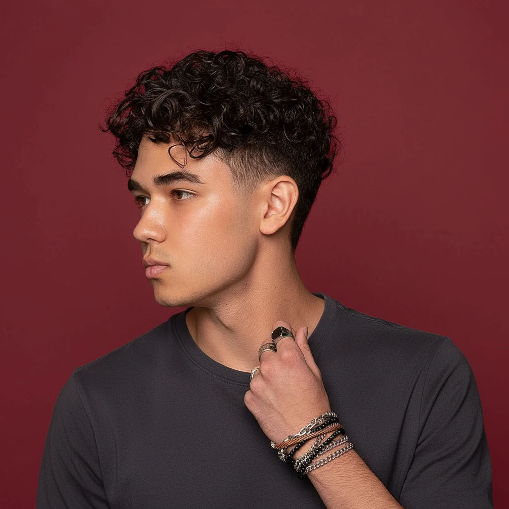 Corte de Cabelo Masculino Cacheado com Degradê Baixo