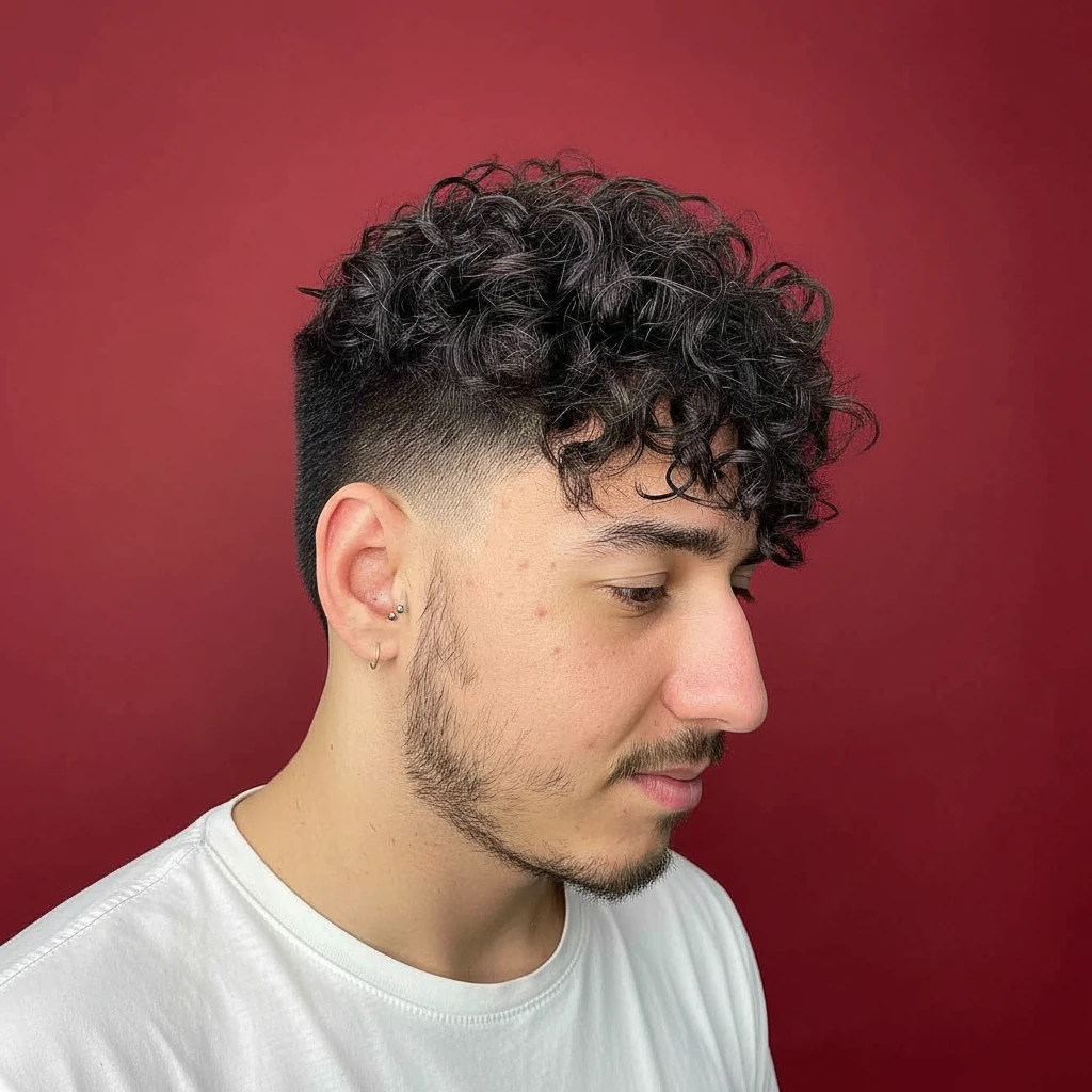 Men's Curly Haircut with Low Gradient