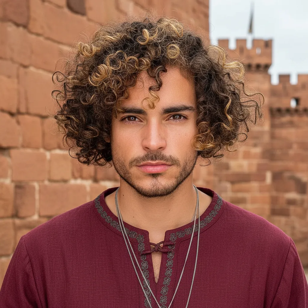 Corte de pelo rizado para hombres con volumen natural.