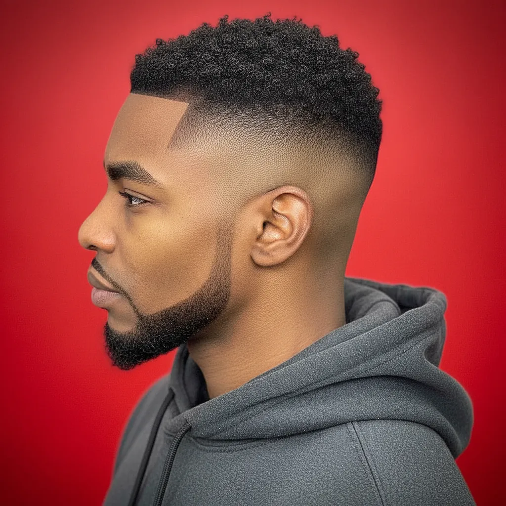 Men's High Fade Haircut with Beard