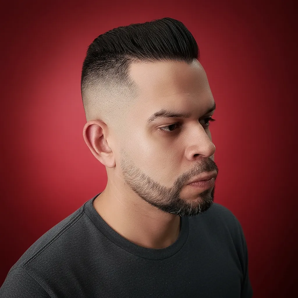 Men's High Fade Haircut with Sleek Straight Hair