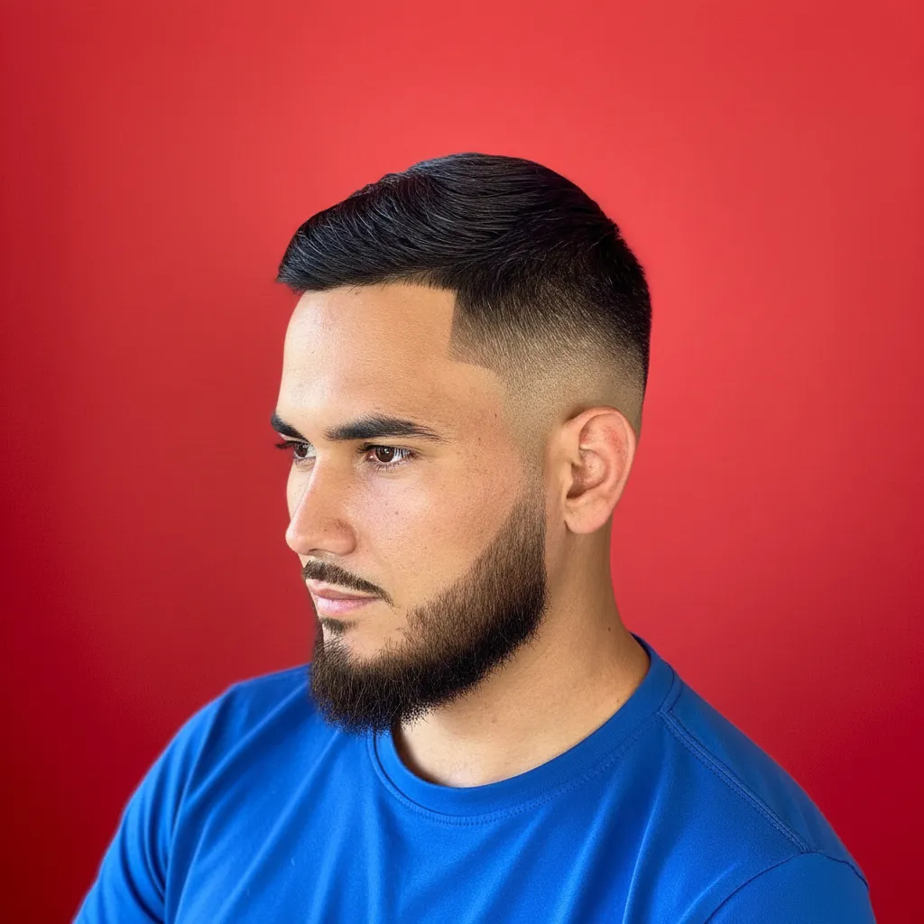 Men's High Fade Haircut with Sleek Straight Hair