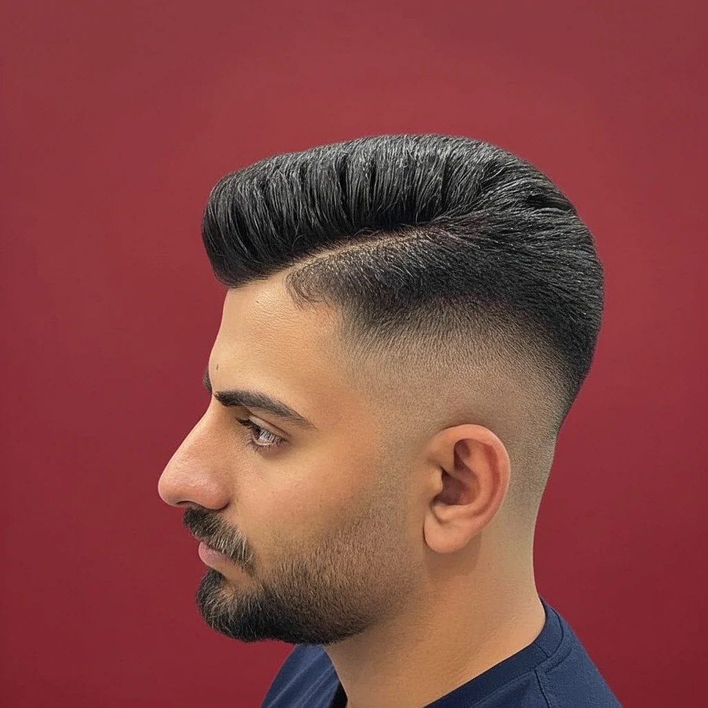 Men's High Fade Haircut with Straight Hair