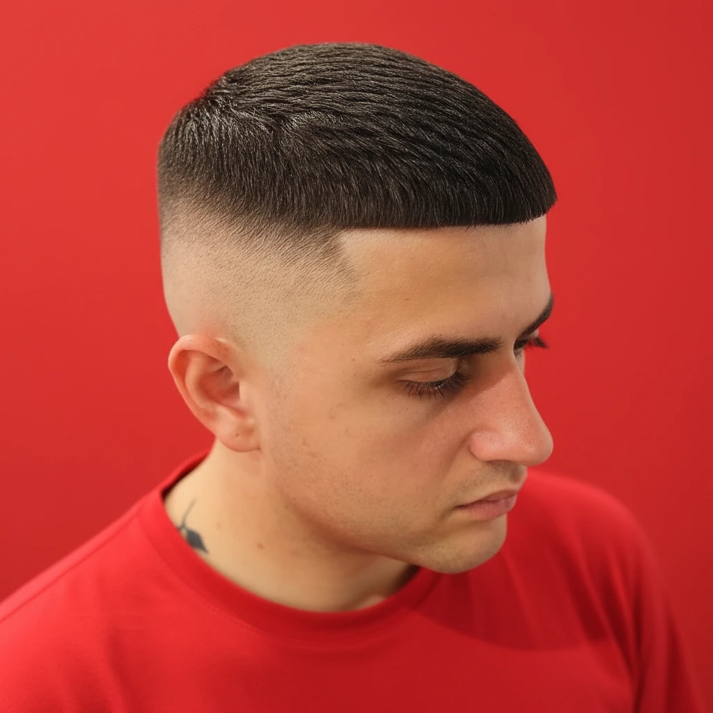 Men's Low Fade Haircut with Straight Hair