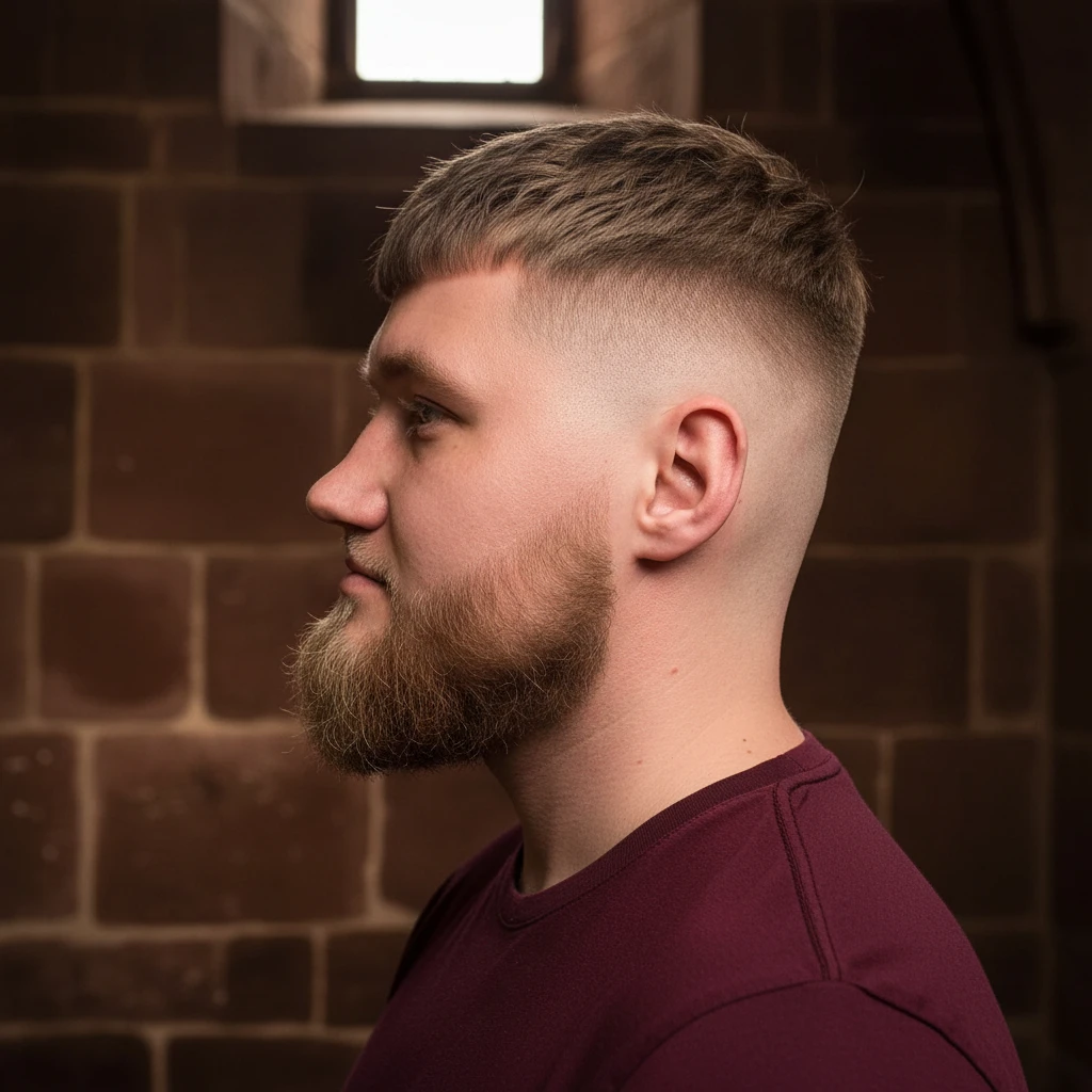 Men's Low Fade Haircut with Straight Hair