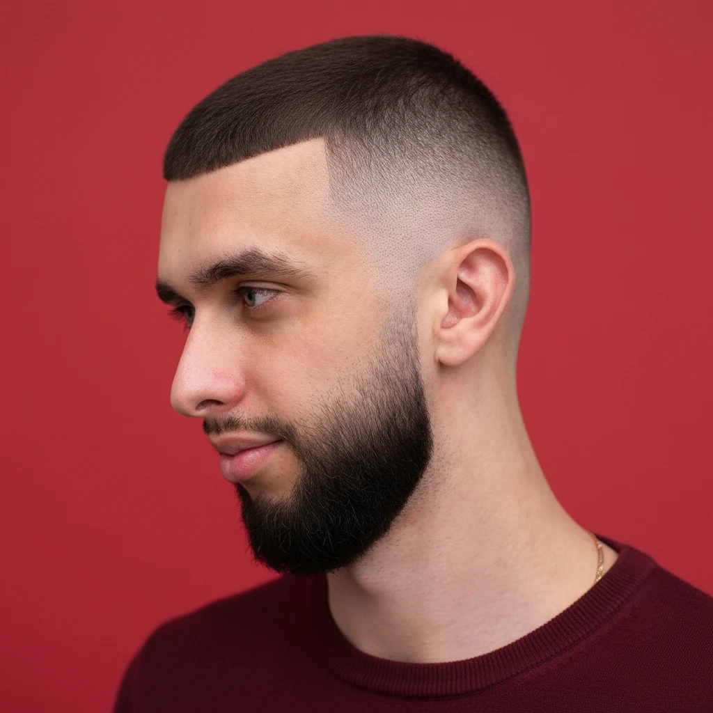 Men's Low Fade Haircut with Straight Hair