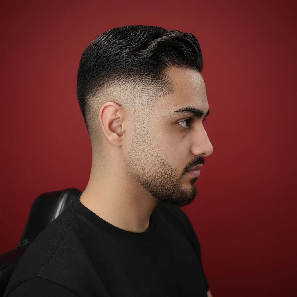 Men's Low Fade Haircut with Straight Hair
