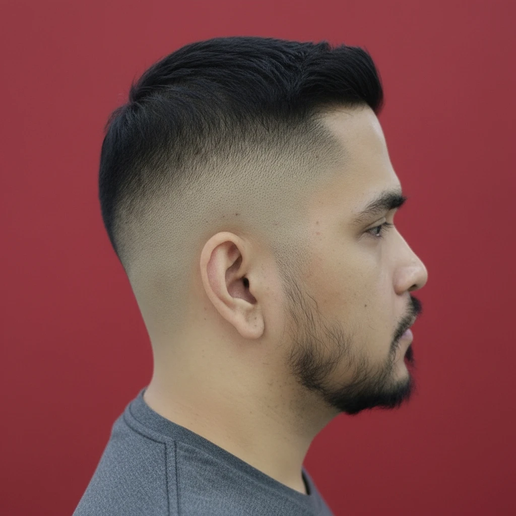 Men's Low Fade Haircut with Straight Hair