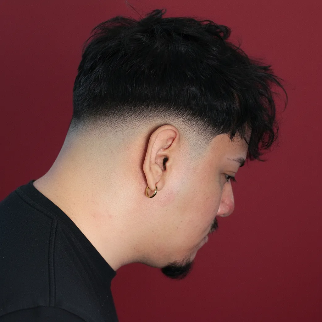 Men's Medium Gradient Haircut on Wavy Hair