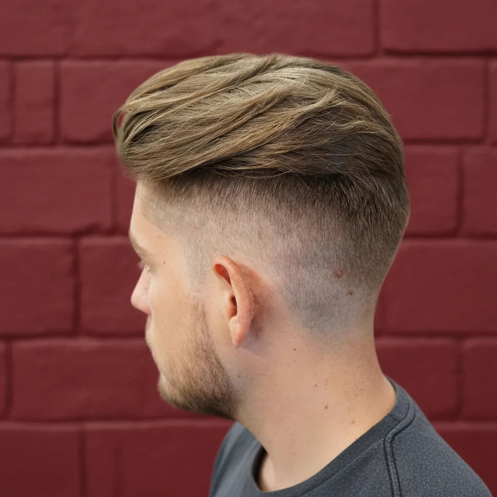Men's Modern Low Fade Haircut with Sleek Straight Hair