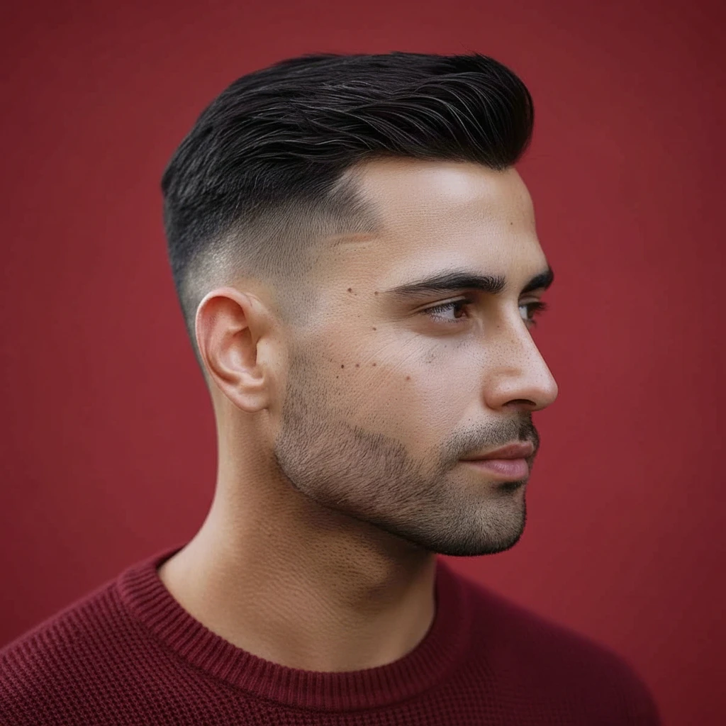 Men's Modern Low Fade Haircut with Sleek Straight Hair