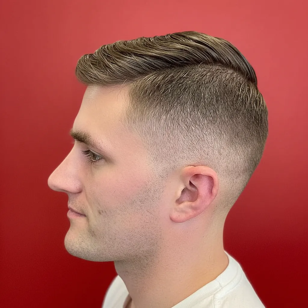 Men's Modern Low Fade Haircut with Sleek Straight Hair