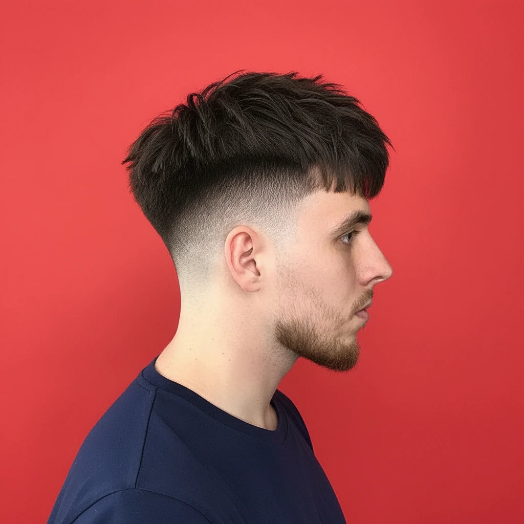 Men's Modern Low Fade Haircut with Straight Hair