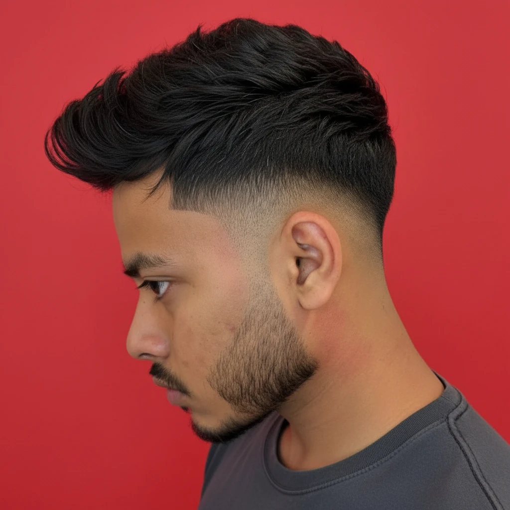 Men's Modern Low Fade Haircut with Straight Hair