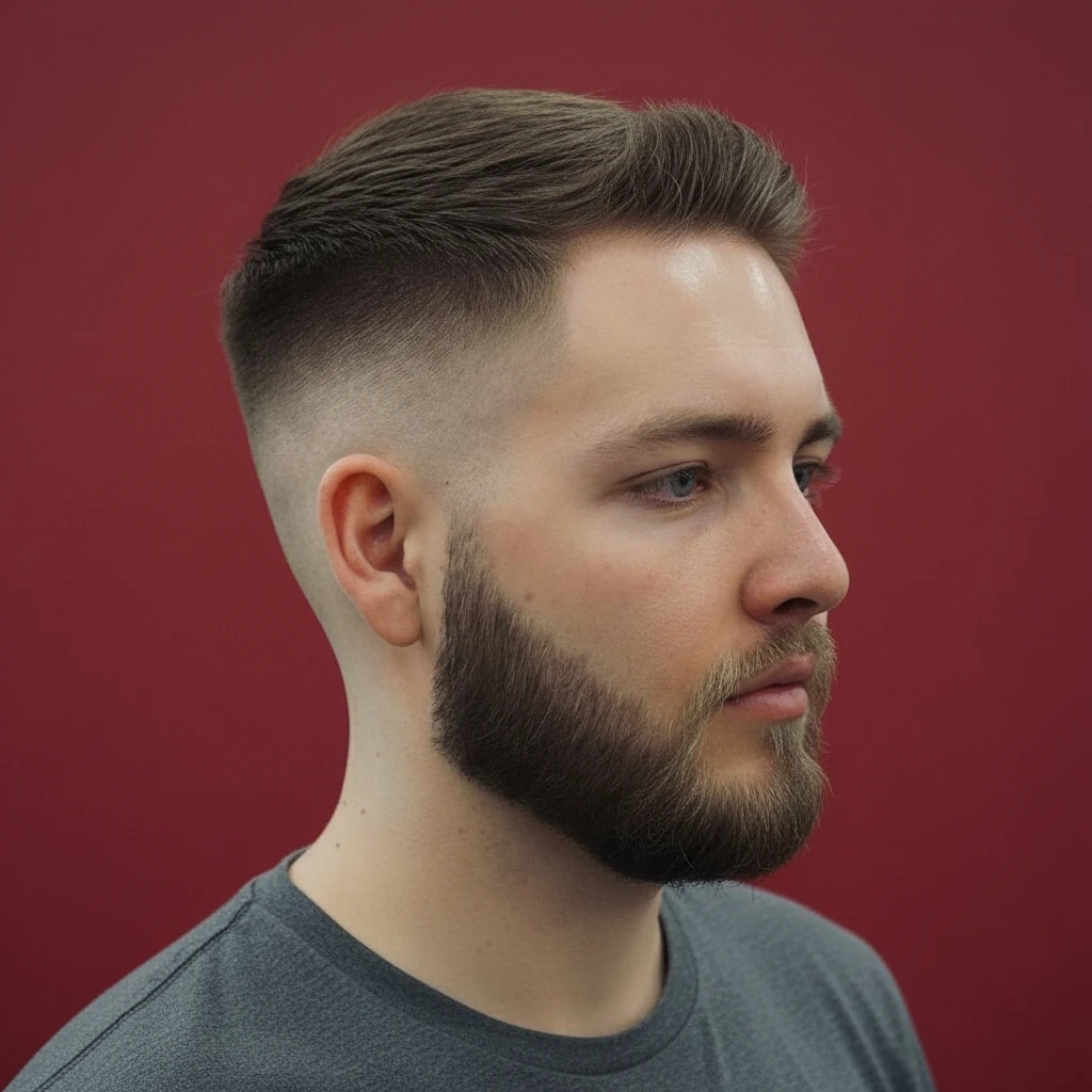 Men's Modern Low Fade Haircut with Sleek Straight Hair