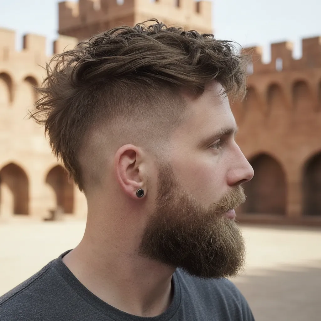 Corte de pelo degradado moderno para hombres en cabello ondulado