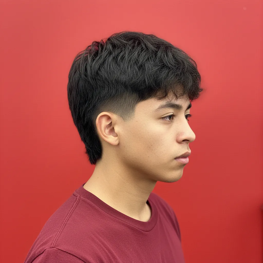 Men's Low Fade Haircut with Straight Hair