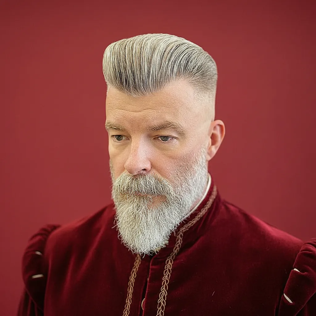 Corte de Cabelo Pompadour com Barba Elegante