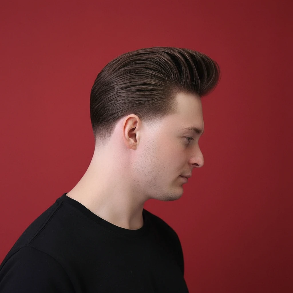 Corte de Cabelo Pompadour em Cabelo Liso Moderno