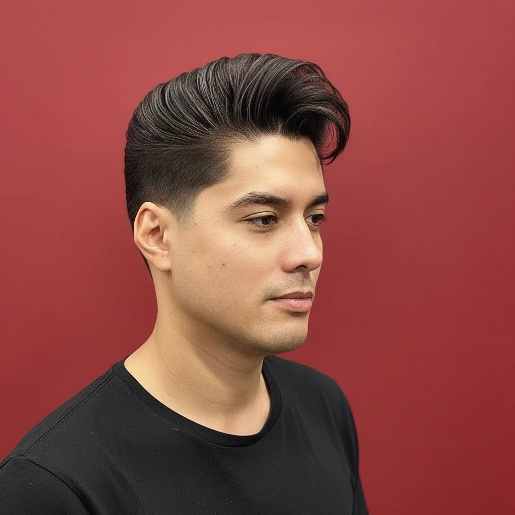 Corte de Cabelo Pompadour em Cabelo Liso e Moderno
