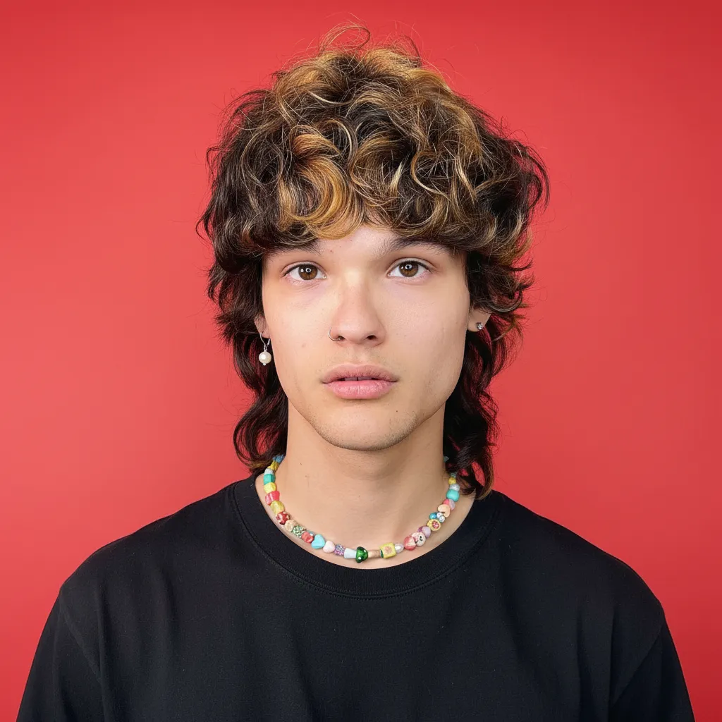 Corte de Cabelo Wolf Cut Masculino em Cabelo Cacheado