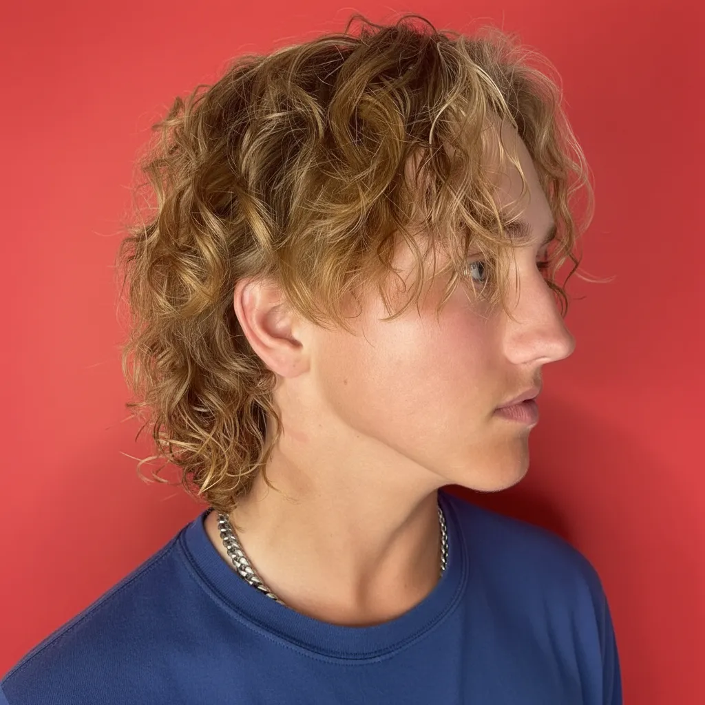 Corte de Cabelo Wolf Cut Masculino em Cabelo Ondulado